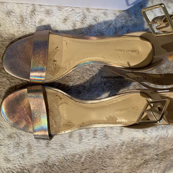 Calvin Klein Vivian Rainbow Metallic Stiletto Sandals Size 9M - Picture 4 of 7